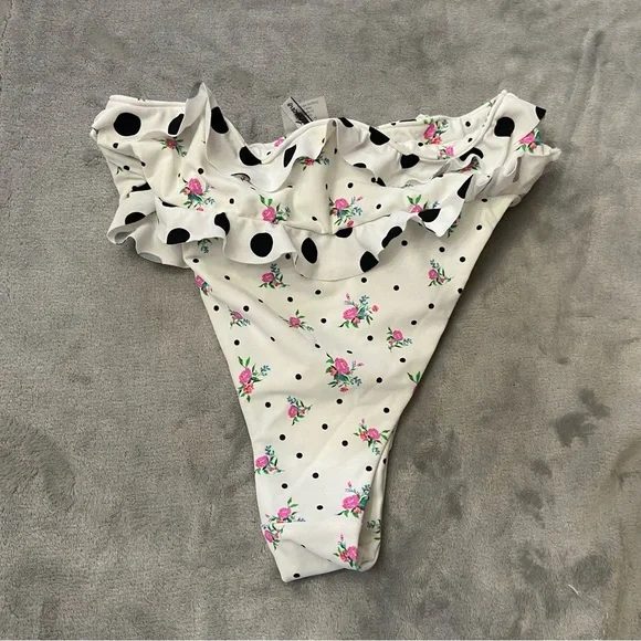 New! For love and lemons rosewater floral polka dot bikini bottoms 24363 - Picture 7 of 10